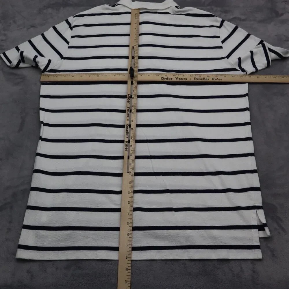 Polo Ralph Lauren Shirt Mens XL White Blue Rugby Golf Striped Short Sleeve